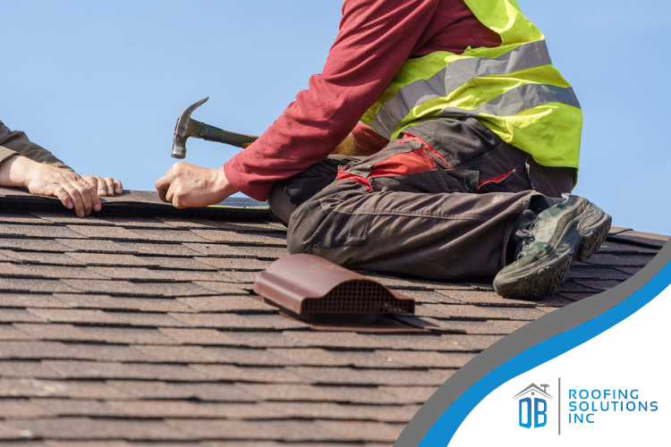 Performing roof repair during a mid-fall inspection by a professional roofer in Foresthill.